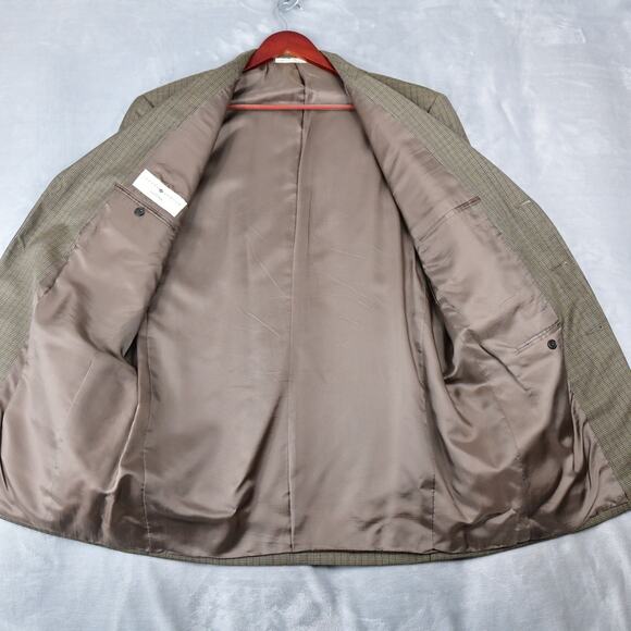 Joseph Abboud Blazer Men's 44L Brown Houndstooth 100% Wool Sport Coat Jacket - Picture 5 of 11